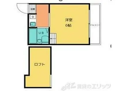 ラフィーネ千里丘(ワンルーム/3階)の間取り写真