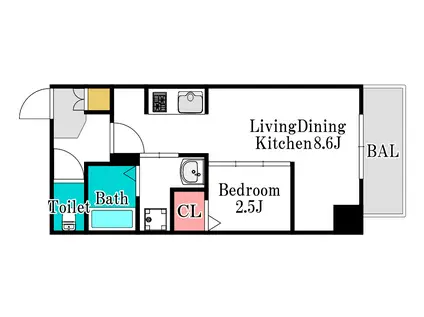 月光 千日前(1LDK/2階)の間取り写真