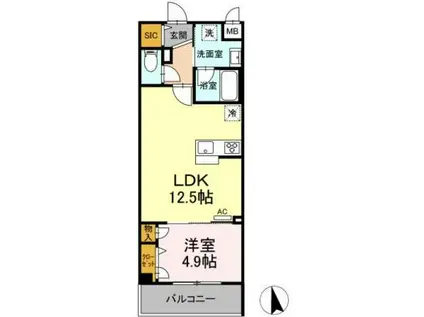 NOBLE MAISON(1LDK/1階)の間取り写真