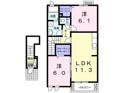 グランツ(2LDK/2階)の間取り写真