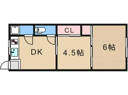 ナチュレ南津守(2DK/1階)の間取り写真
