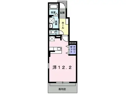 フォンテーヌブロー(ワンルーム/1階)の間取り写真