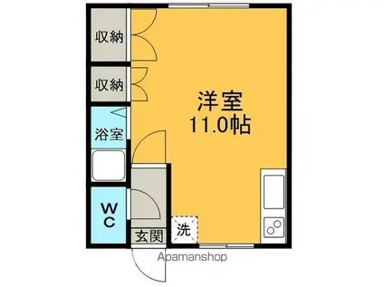 みゆきハイツ(ワンルーム/2階)の間取り写真