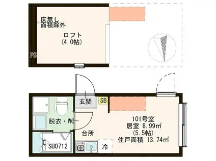 MISANGA(ワンルーム/1階)の間取り写真