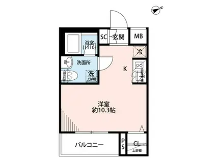 プレール・ドゥーク方南町(ワンルーム/3階)の間取り写真