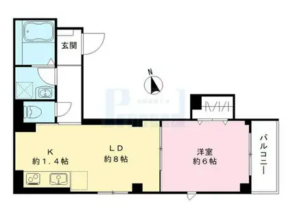 オークレール上落合(1LDK/2階)の間取り写真
