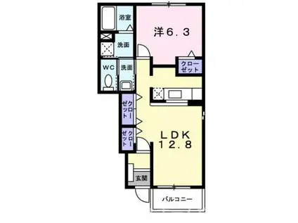 ストラーレ 牛川(1LDK/1階)の間取り写真
