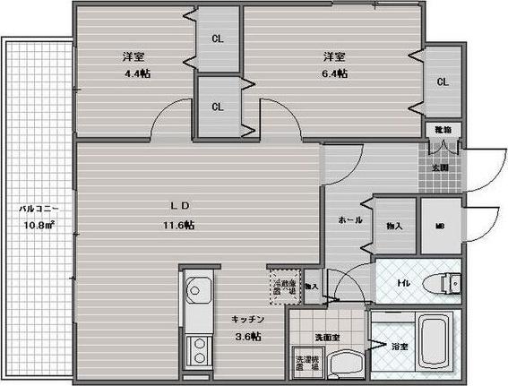 プレミール北野(2LDK/7階)の間取り写真