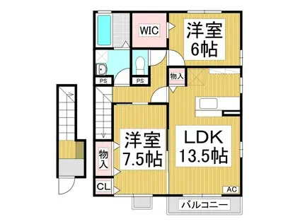 グランモアみなみA棟(2LDK/2階)の間取り写真
