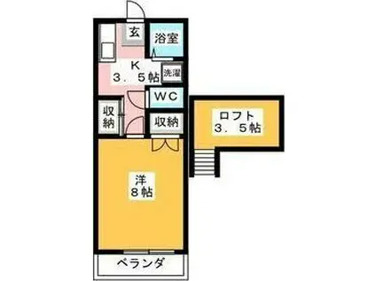 カレンハウス(1K/1階)の間取り写真