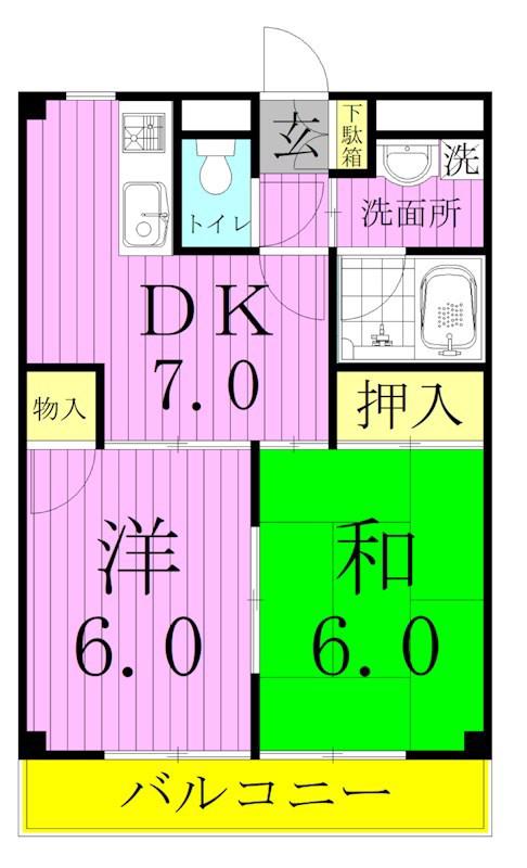エクセルフラットI・II(2DK/3階)の間取り写真