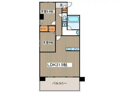 ニューガイア川崎NO.70(2LDK/1階)の間取り写真