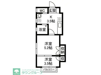 サンライズ東大宮III(2K/2階)の間取り写真