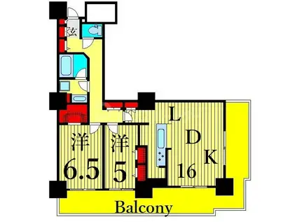 ロイヤルパークスタワー南千住(2LDK/11階)の間取り写真