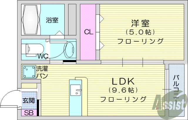 エターナルウィステリア(1LDK/2階)の間取り写真