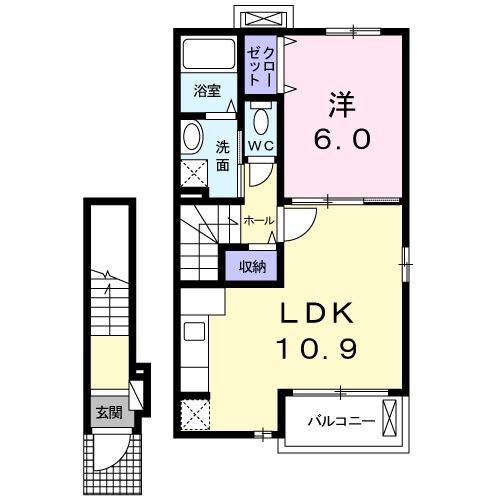 レ・ザンジュ(1LDK/2階)の間取り写真