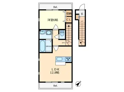 スウィート ホーム 2(1LDK/2階)の間取り写真