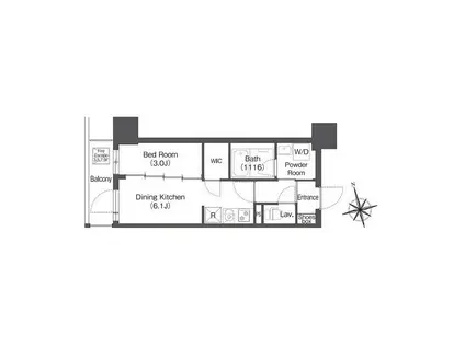 CAVANA新宿夏目坂(1DK/10階)の間取り写真