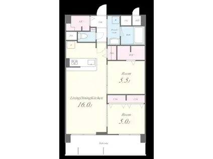 エクセルハイム東灘(2LDK/2階)の間取り写真