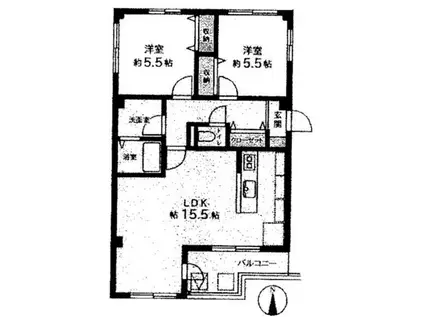 アベニュー柴又(2LDK/2階)の間取り写真