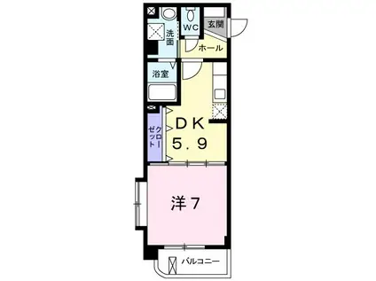 エンゼルステージ(1DK/1階)の間取り写真