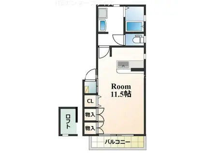 LAPIS LAZULI C(ワンルーム/2階)の間取り写真