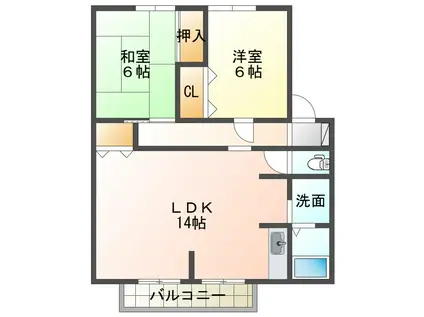 ハイツ王塚(2LDK/2階)の間取り写真