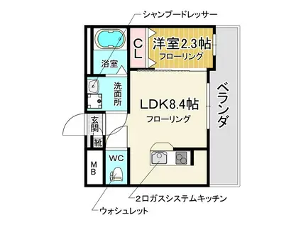 豊中市桜の町4丁目PJ(1LDK/1階)の間取り写真