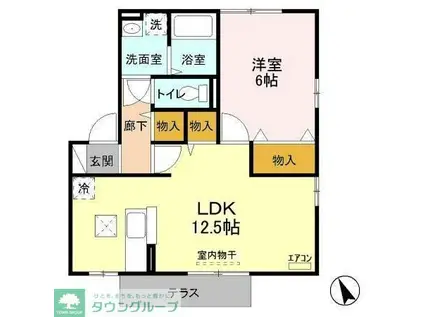 マサーレ・オガワ B棟(1LDK/1階)の間取り写真