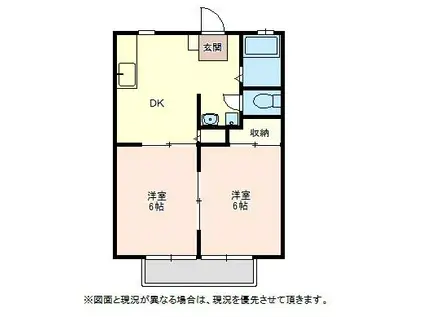 サンシティ飯塚(2DK/2階)の間取り写真