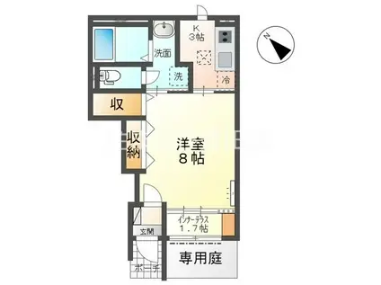 スイート(1K/1階)の間取り写真