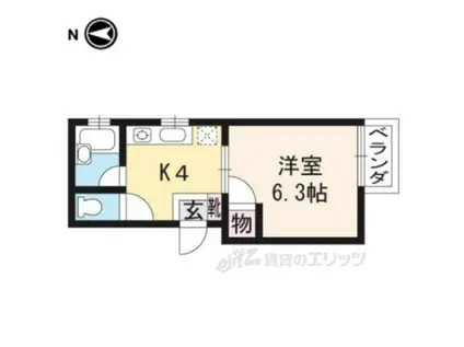 ベルエキップⅡ(1K/1階)の間取り写真