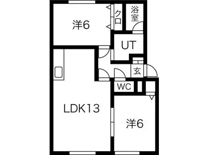 ノースインタカマツII(2LDK/3階)の間取り写真