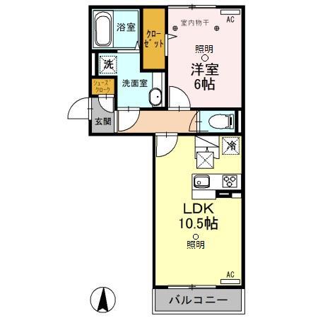 ロイジェントパークス レイクタウン III O(1LDK/1階)の間取り写真