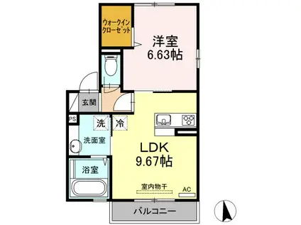 メゾンドセフィーロ(1LDK/2階)の間取り写真
