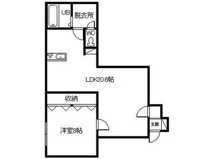 メリットコスモ(1LDK/1階)の間取り写真