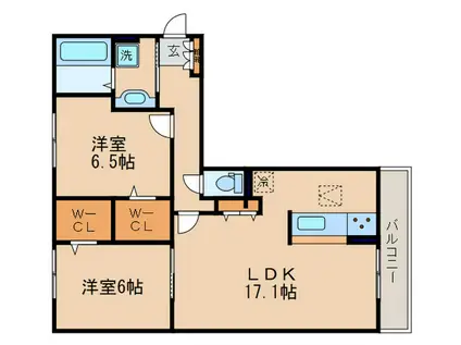 シルトクレーテ A棟(2LDK/2階)の間取り写真