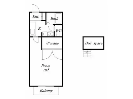 イーブンハイツ(1K/1階)の間取り写真