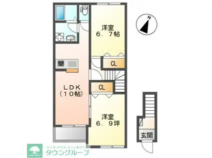ルーチェ(2LDK/2階)の間取り写真