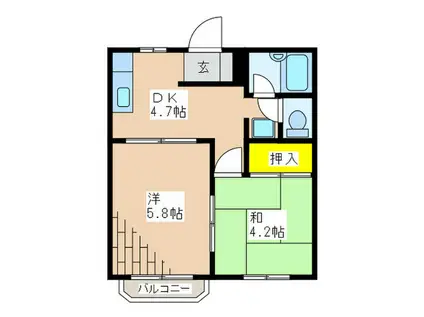 カーサ・N(2DK/2階)の間取り写真