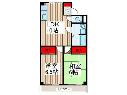 ビアンカ狭山A棟(2LDK/3階)の間取り写真