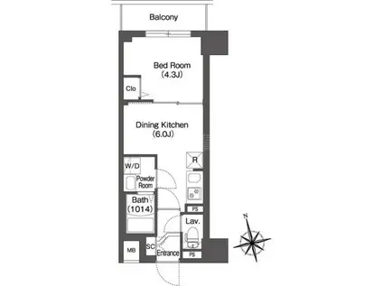 コンフォリア・リヴ品川南大井(1DK/3階)の間取り写真