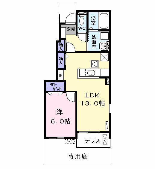 グリーン スクエア(1LDK/1階)の間取り写真