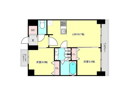 ベイサイドパークOSAKAサウスレジデンス(2LDK/15階)の間取り写真