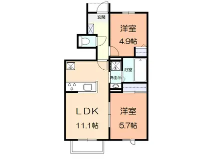 アミティエ湘南B(2LDK/1階)の間取り写真