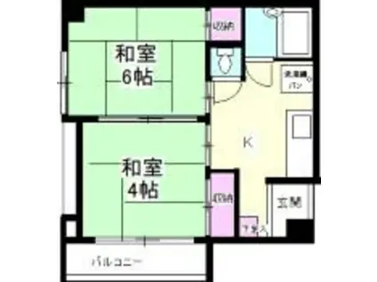 ロックヒルズ10(2K/6階)の間取り写真