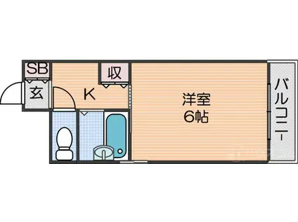 インペリアル5号館(1K/4階)の間取り写真