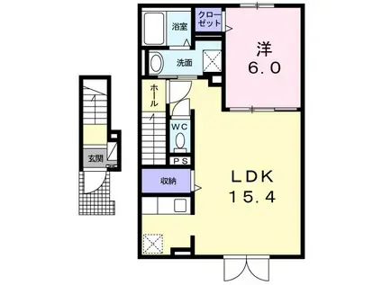 クレア ド ルーン(1LDK/2階)の間取り写真