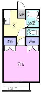 ハイツヤマハンB棟(1K/1階)の間取り写真
