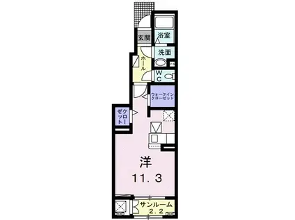 ブライトレジデンスC(ワンルーム/1階)の間取り写真